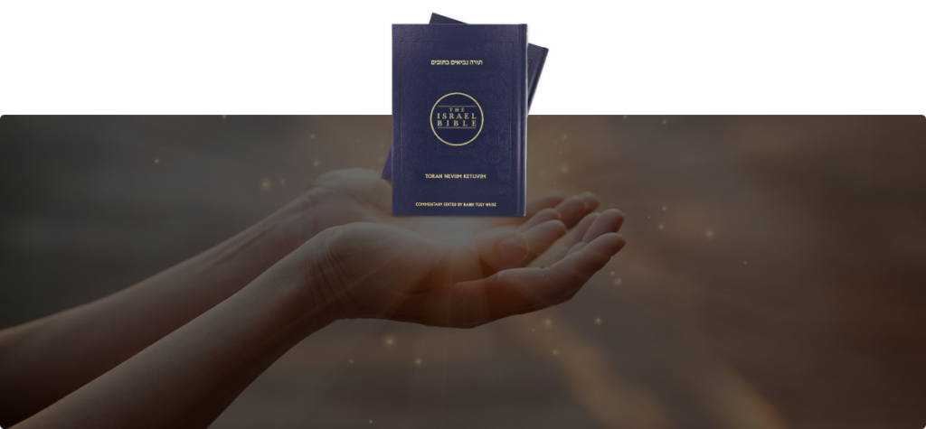 Israel bible floating above cupped hand|Richard and Grace Knelsen (Courtesy)