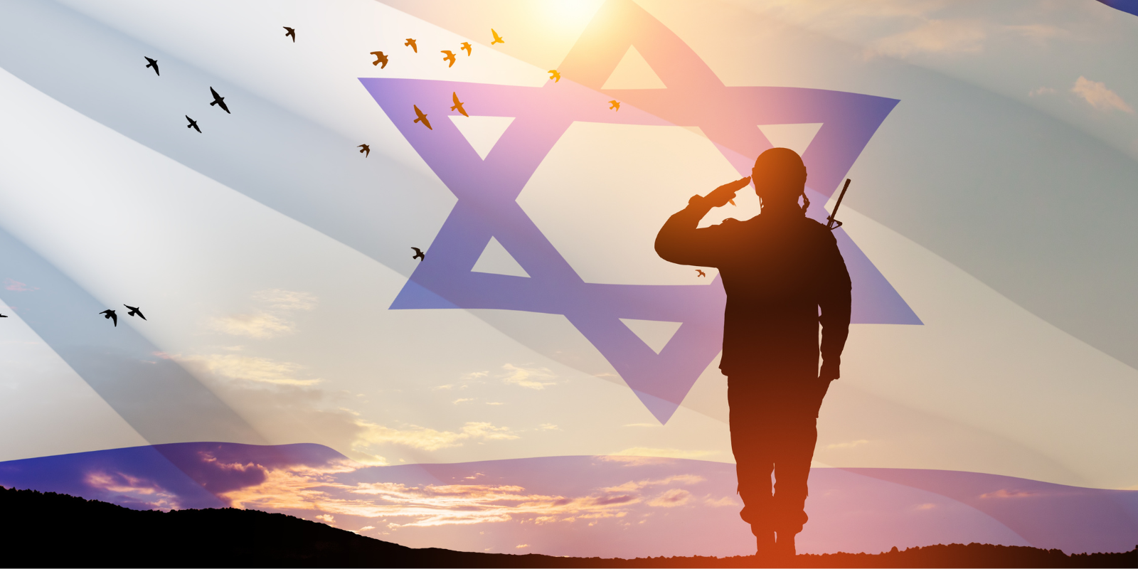 Silhouette of an Israeli soldier with an Israeli flag in the background (Shutterstock.com)