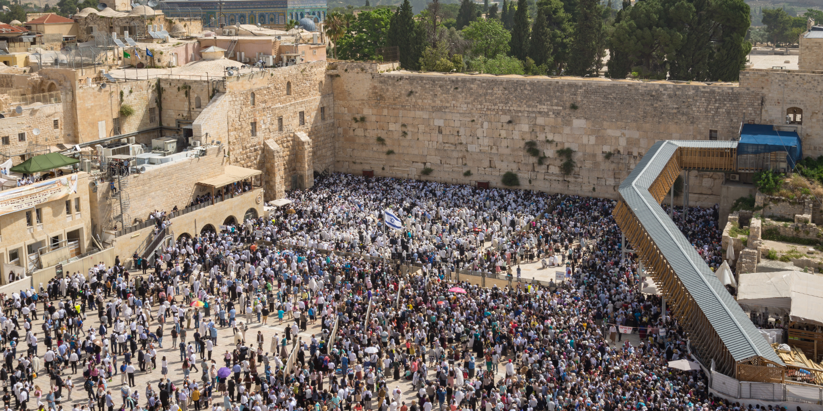Crowds of people gather for the Priestly Blessing at the Western Wall (Seth Aronstam, Shutterstock.com)